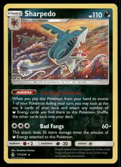 Pokemon Cards Sharpedo 111/214 Reverse Holo Unbroken Bonds Rare NM - Image 1