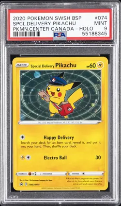 2020 POKEMON SWSH BLACK STAR PROMO #074 SPECIAL DELIVERY PIKACHU-HOLO PSA 9 - Image 1