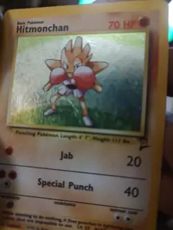 Pokemon TCG Hitmonchan Holo Rare Card 8/130 Base Set 2 Hp/Damage Wrinkle In Holo - Image 3