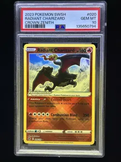 Radiant Charizard Pokemon 020/159 Crown Zenith Holo PSA 10 - Image 1