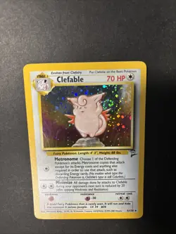 Unplayed Pristine NM Clefable 5/130 Holo Rare SWIRL Base Set 2 WOTC 2000 Pokemon - Image 2