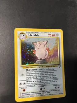 Unplayed Pristine NM Clefable 5/130 Holo Rare SWIRL Base Set 2 WOTC 2000 Pokemon - Image 3