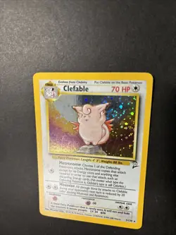 Unplayed Pristine NM Clefable 5/130 Holo Rare SWIRL Base Set 2 WOTC 2000 Pokemon - Image 4