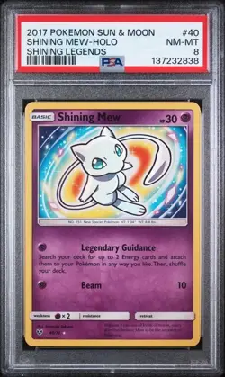 2017 PSA 8 NM-MT Pokemon Shining Mew 40/73 Shining Legends Holo - Image 1