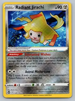 Radiant Jirachi Pokemon Silver Tempest 120/195 Radiant Rare NM - Image 1
