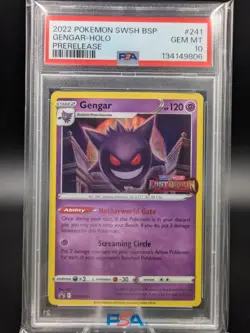 PSA 10 Gengar SWSH241 Lost Origin Stamped Black Star Promo Pokemon Prerelease - Image 1