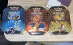 Set of 3 Pokemon Hidden Fates Tins - Charizard, Gyarados, and Raichu - Sealed - Image 1