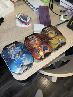 Set of 3 Pokemon Hidden Fates Tins - Charizard, Gyarados, and Raichu - Sealed - Image 2