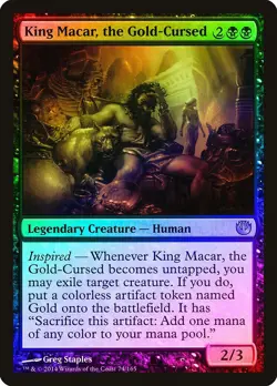 MTG King Macar, the Gold-Cursed FOIL Journey into Nyx NM - Image 1