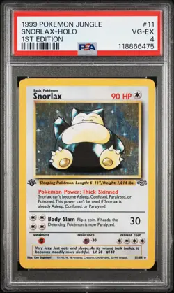 Snorlax Holo Rare 1st Edition Jungle 11/64 Pokemon English WOTC PSA 4 - Image 1
