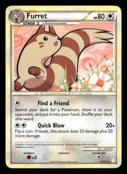 Furret 21/123 NM Rare HeartGold & SoulSilver 2010 Pokemon TCG - Image 1