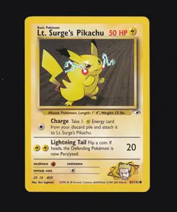 2000 Pokemon TCG Gym Challenge Lt Surge's Pikachu 81/132 - Image 1