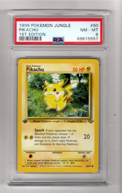 1999 WOTC Pokemon Game Jungle Set Pikachu 1st Edition 60/64 PSA 8 NEARMINT MINT - Image 1