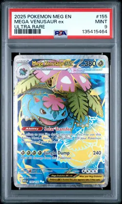 2025 POKEMON MEG EN-MEGA EVOLUTION ULTRA RARE #155 MEGA VENUSAUR EX PSA 9 - Image 1