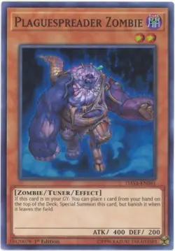 Yu-Gi-Oh Card - DASA-EN041 - PLAGUESPREADER ZOMBIE (super rare holo) - NM/Mint - Image 1