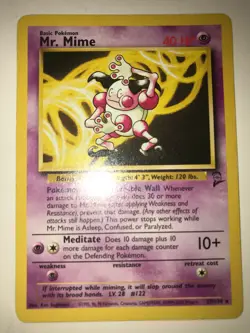 Mr. Mime 27/130 Non Holo Rare Base Set 2 Vintage Pokemon Card - Image 1