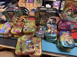 Pokemon Tcg EMPTY Mini Tin Lot Of 37 +more (151, Paldean Fates, CZ) - Image 1