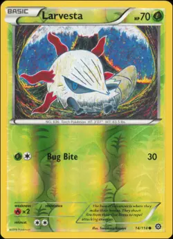 Pokemon - Larvesta #14/114 - XY - Steam Siege Reverse Holo - Image 1