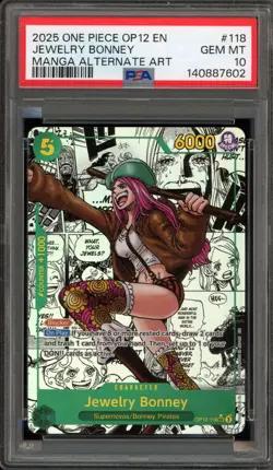 One Piece CCG Jewelry Bonney Manga Alternate Art OP12-118 PSA 10 Gem Mint - Image 1