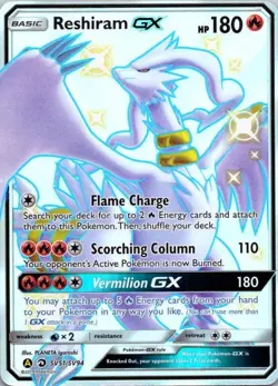 Pokemon TCG Reshiram GX SV51/SV94 Hidden Fates Shiny Vault Holo Rare Card NM - Image 1
