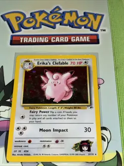 Pokemon TCG Erika's Clefable Gym Heroes Holo Rare Card 3/132 NM Condition - Image 1