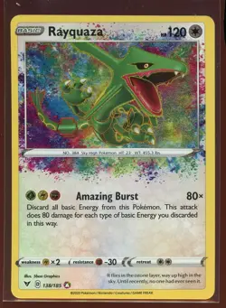 Rayquaza Amazing Rare Holo 138/185 NM SWSH Vivid Voltage Pokemon - Image 1