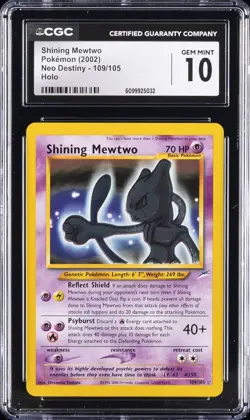 2002 POKEMON NEO DESTINY SHINING MEWTWO #109 SECRET RARE HOLO CGC 10 - Image 1