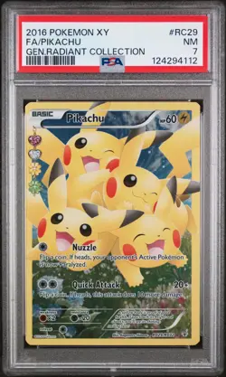 2016 POKEMON XY GENERATIONS RADIANT COLL #RC29 FULL ART/PIKACHU PSA 7 - Image 1