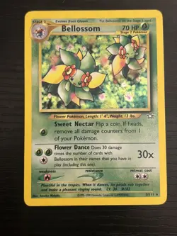 2000 Pokemon TCG Bellossom Neo Genesis Holo Unlimited Rare w/ swirl 3/111 LP/MP - Image 1