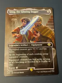 1x BORDERLESS STING, THE GLINTING DAGGER - Lord of the Rings - MTG - Magic - Image 1