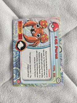 Pokemon TOPPS #46 Paras Non-Holo Blue Logo RARE TV Animation Edition - Image 2