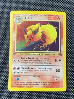 Pokemon TCG Flareon Jungle 3/64 Holo Unlimited Holo Rare 1st Edition MP+ - Image 1