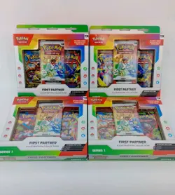 4x Pokemon First Partner Illustration Collection Series 1 SEALED IN HAND - Image 1