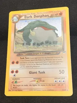 Pokemon TCG Dark Donphan 3/105 Neo Destiny Unlimited Holo Rare MP - Image 1