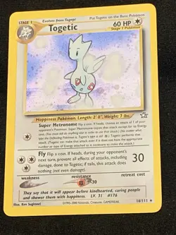 Pokemon TCG Togetic 16/111 Neo Genesis Unlimited Holo Rare HP - Image 1