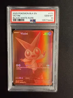 2025 POKEMON BLK EN-BLACK BOLT BLACK WHITE RARE #171 VICTINI PSA 10 - Image 1