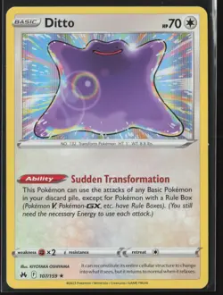 DITTO 107/159 HOLO RARE CROWN ZENITH POKEMON HOLO NM/M - Image 1