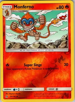 Monferno 22/156 SM - Ultra Prism Pokemon TCG LP-NM - Image 1