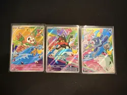 Pokemon TCG First Partner Illustration Series 1 Rowlet Litten Popplio - Image 1