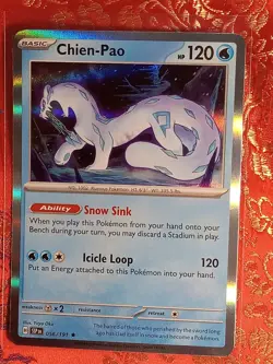 HOLOGRAM FOIL Chein-Pao 056/191 Surging Sparks Pokemon Rare Card - Image 1