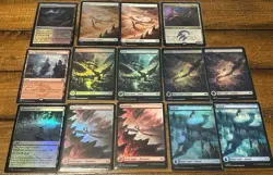 Magic the Gathering Tarkir Dragonstorm 13 Lands Borderless Foil Plus Promo Card - Image 1