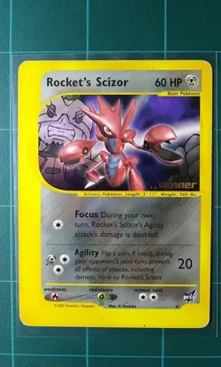 Pokemon Card Best Of Game Promo # 4 Rocket's Scizor Winner Stamped 2002 HP - Image 1
