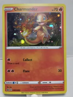 Pokemon TCG Charmander SWSH092 Black Star Promo Cosmos Holo NM Holding Cosmos - Image 2