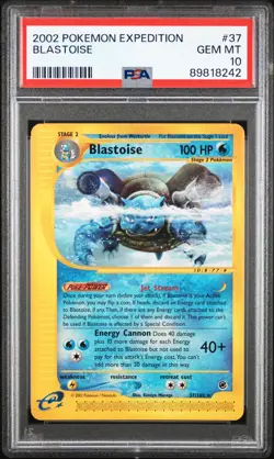 2002 POKEMON EXPEDITION #37 BLASTOISE PSA 10 - Image 1