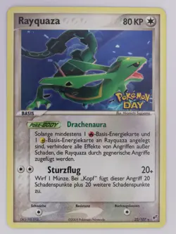 German Exclusive Rayquaza 22/107 EX Deoxys Pokemon Day Stamped Promo - Image 1