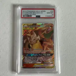 2019 POKEMON SUN & MOON COSMIC ECLIPSE #22 CHARIZARD & BRAIXEN GX PSA 10 - Image 1