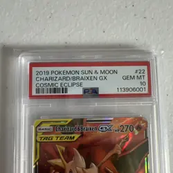 2019 POKEMON SUN & MOON COSMIC ECLIPSE #22 CHARIZARD & BRAIXEN GX PSA 10 - Image 3