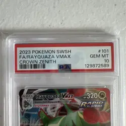 2023 POKEMON SWORD & SHIELD CROWN ZENITH #101 FULL ART/RAYQUAZA VMAX PSA 10 - Image 3