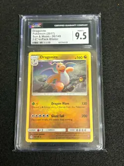 (CGC 9.5) DRAGONITE 2017 POKEMON SUN & MOON 2 MINI PACK BLISTER HOLO 96/149 - Image 1