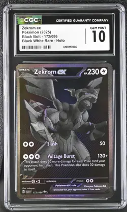 2025 Pokemon Black Bolt #172 Zekrom ex CGC 10 - Image 1